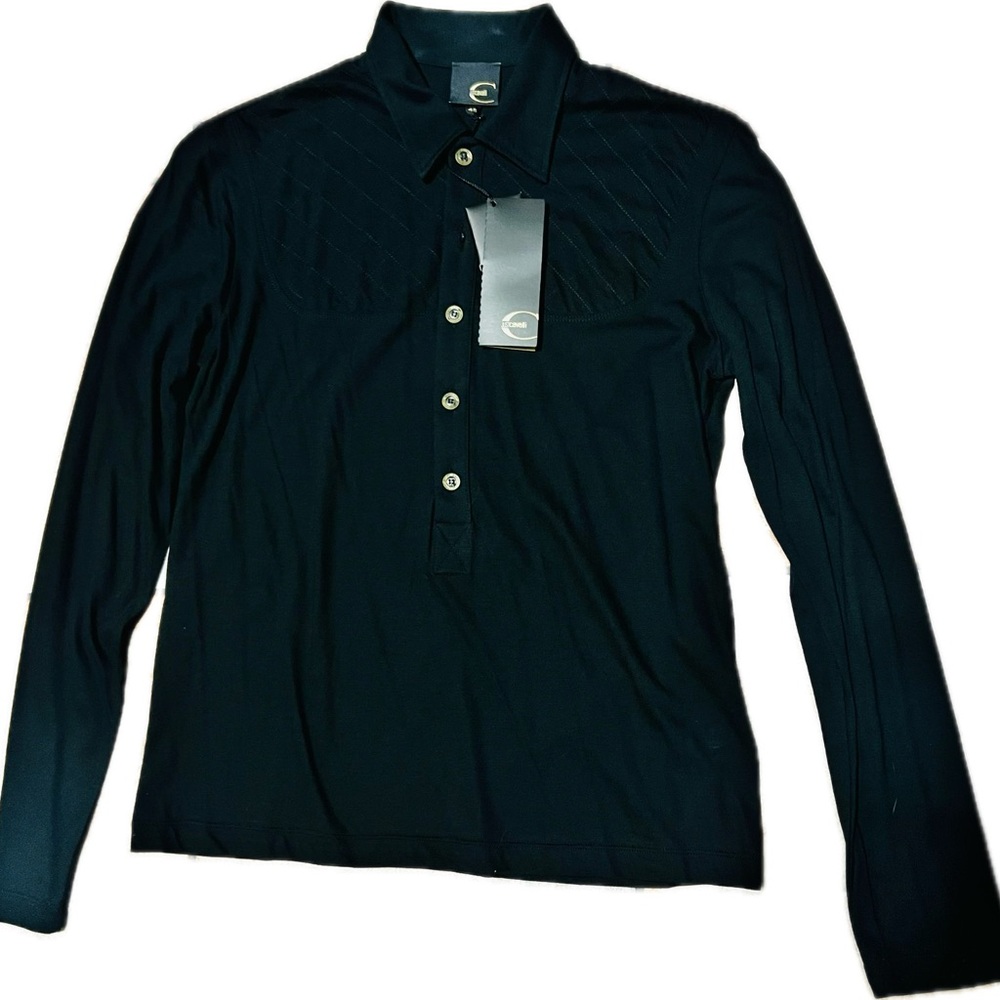 Just Cavalli Black Button-Up Shirt Size Medium 48 Authentic New With Tags